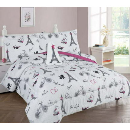 Twin Tower Eiffel princess BED IN A BAG Comforter Set W/Fitted Sheet And Pillowcase