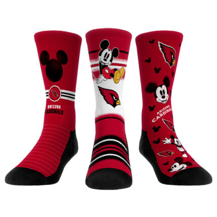 Unisex Rock Em Socks Arizona Cardinals Disney Three-Pack Crew Socks Set