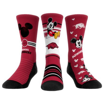 Unisex Rock Em Socks Arkansas Razorbacks Disney Three-Pack Crew Socks