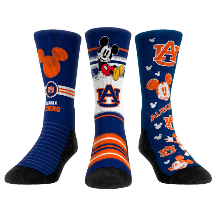 Unisex Rock Em Socks Auburn Tigers Disney Three-Pack Crew Socks