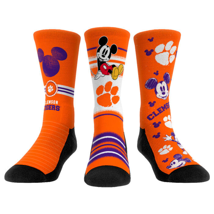 Unisex Rock Em Socks Clemson Tigers Disney Three-Pack Crew Socks