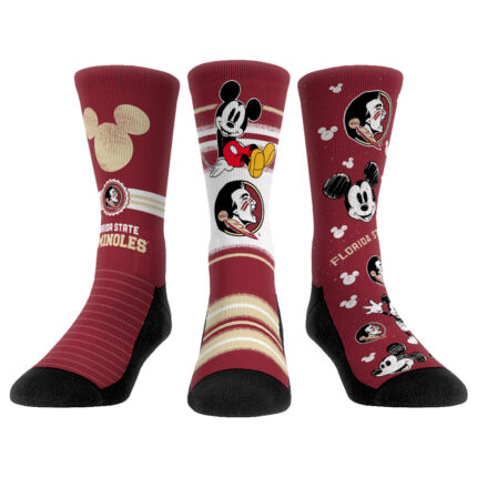 Unisex Rock Em Socks Florida State Seminoles Disney Three-Pack Crew Socks