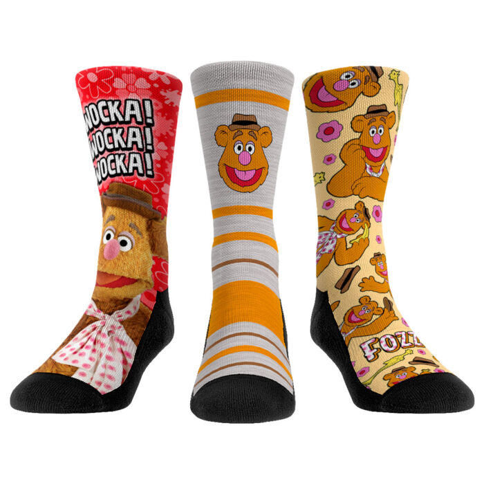 Unisex Rock Em Socks Fozzie Bear The Muppets Three-Pack Crew Socks Set