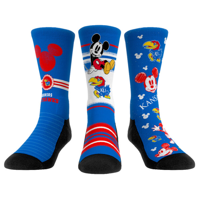 Unisex Rock Em Socks Kansas Jayhawks Disney Three-Pack Crew Socks