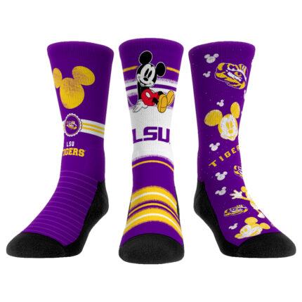 Unisex Rock Em Socks LSU Tigers Disney Three-Pack Crew Socks