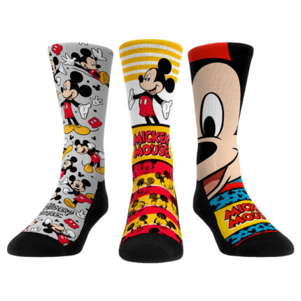 Unisex Rock Em Socks Mickey Mouse Three-Pack Crew Socks Set