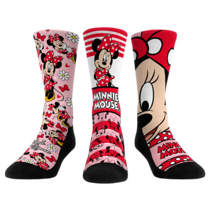 Unisex Rock Em Socks Minnie Mouse Three-Pack Crew Socks Set