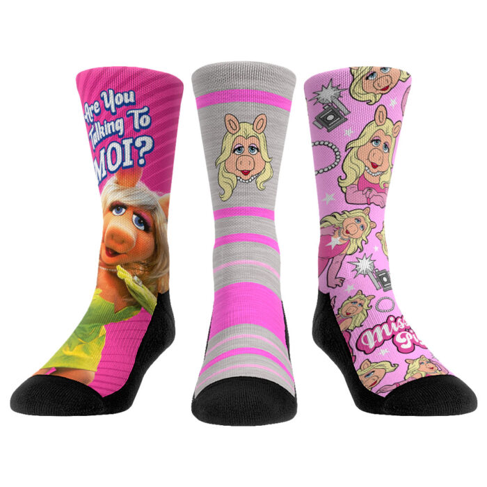 Unisex Rock Em Socks Miss Piggy The Muppets Three-Pack Crew Socks Set