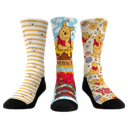 Unisex Rock Em Socks Winnie the Pooh Hunny Three-Pack Crew Socks Set