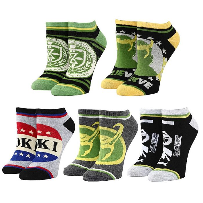 Women's Disney Loki 5-Pair Pack Ankle Socks, Multicolor