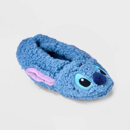 Women's Lilo & Stitch Fluffy Slipper Socks with Grippers - Blue M/L