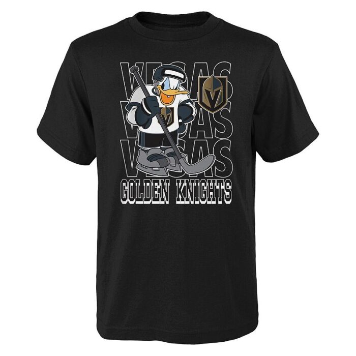Youth Black Vegas Golden Knights Disney Donald Duck Three-Peat T-Shirt, Boy's, Size: YTH Medium