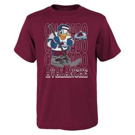 Youth Burgundy Colorado Avalanche Disney Donald Duck Three-Peat T-Shirt, Boy's, Size: YTH Large, Med Red