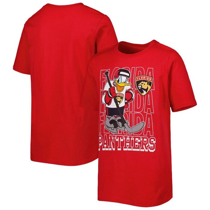 Youth Red Florida Panthers Disney Donald Duck Three-Peat T-Shirt, Boy's, Size: YTH Medium, PNT Red