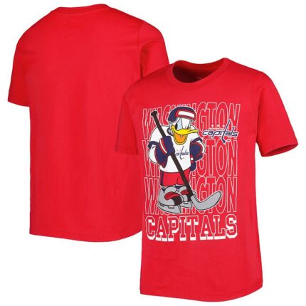 Youth Red Washington Capitals Disney Donald Duck Three-Peat T-Shirt, Boy's, Size: YTH Large