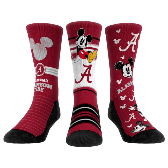 Youth Rock Em Socks Alabama Crimson Tide Logo Disney Three-Pack Crew Socks