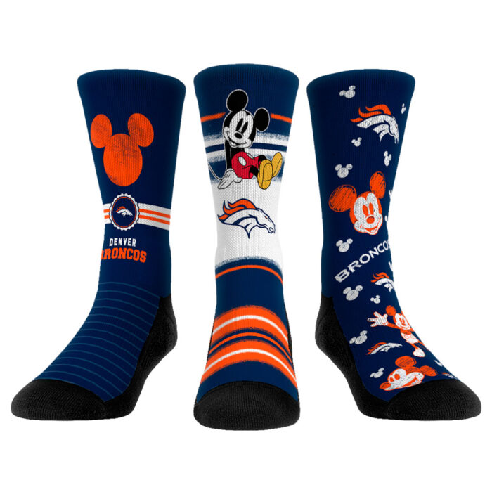 Youth Rock Em Socks Denver Broncos Disney Three-Pack Crew Socks Set