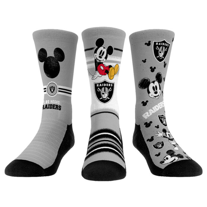 Youth Rock Em Socks Las Vegas Raiders Disney Three-Pack Crew Socks Set