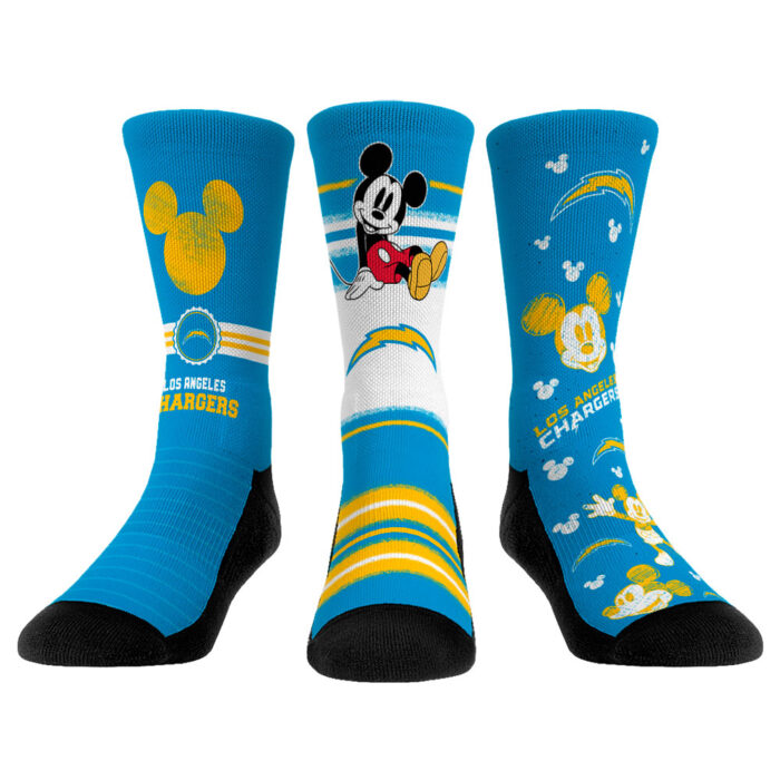 Youth Rock Em Socks Los Angeles Chargers Disney Three-Pack Crew Socks Set