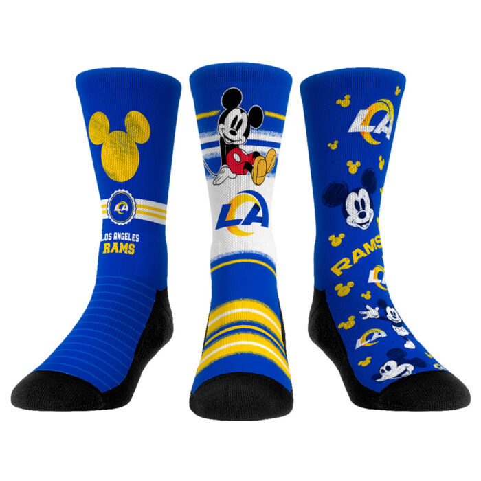 Youth Rock Em Socks Los Angeles Rams Disney Three-Pack Crew Socks Set