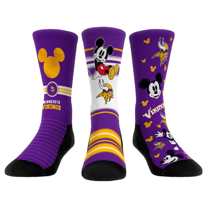 Youth Rock Em Socks Minnesota Vikings Disney Three-Pack Crew Socks Set