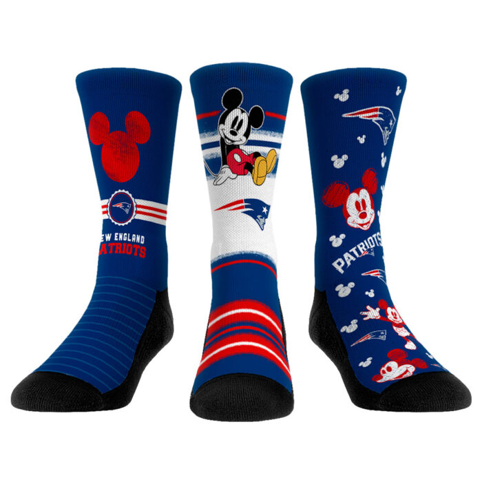 Youth Rock Em Socks New England Patriots Disney Three-Pack Crew Socks Set