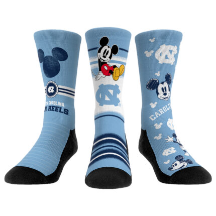 Youth Rock Em Socks North Carolina Tar Heels Logo Disney Three-Pack Crew Socks