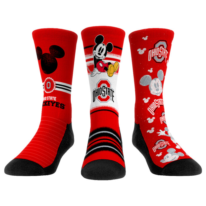 Youth Rock Em Socks Ohio State Buckeyes Logo Disney Three-Pack Crew Socks