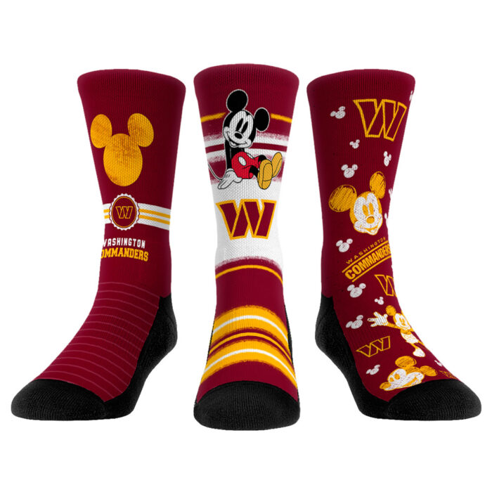 Youth Rock Em Socks Washington Commanders Disney Three-Pack Crew Socks Set