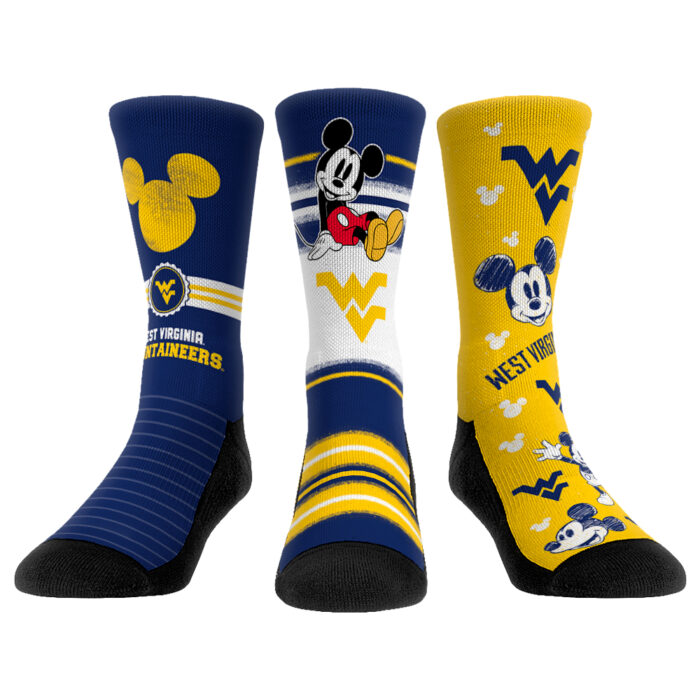 Youth Rock Em Socks West Virginia Mountaineers Logo Disney Three-Pack Crew Socks