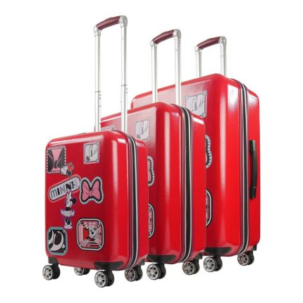 ful Disney's Minnie Mouse Patch 3-Piece Hardside Spinner Luggage Set, Red, 3 Pc Set