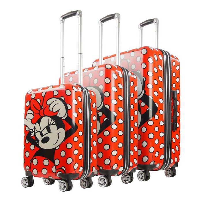 ful Disney's Minnie Mouse Printed Polka Dot II 3-Piece Hardside Spinner Luggage Set, Multicolor, 3 Pc Set