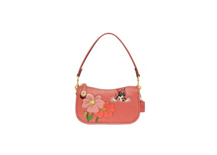 Coach x Disney Swinger 20 in Regenerative Leather With Mickey Mouse and Flowers Brass/Burnt Coral