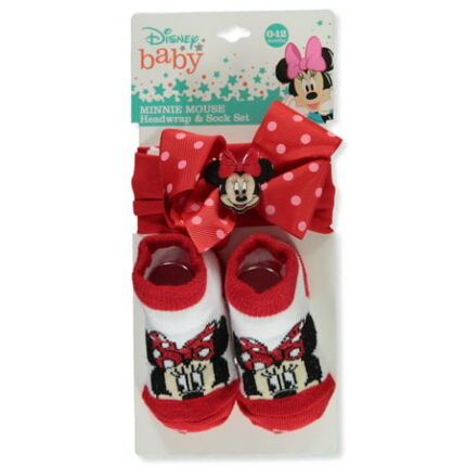 Disney Minnie Mouse Baby Girls Headwrap & Sock Set - red one size