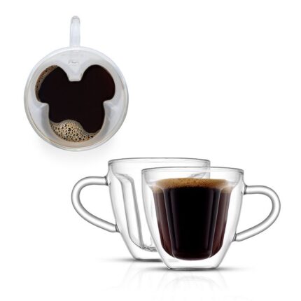Disney's Mickey Mouse 3D 2-pc. Double Wall Espresso Cup Set by JoyJolt, Multicolor
