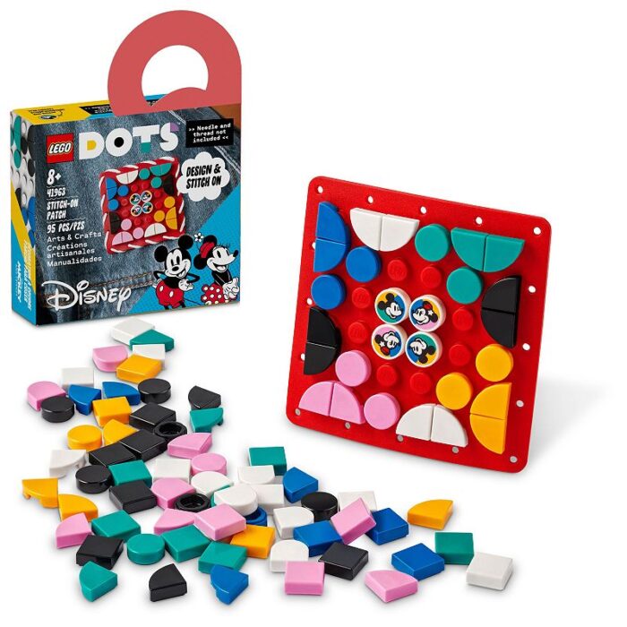 Disney's Mickey Mouse & Minnie Mouse Stitch-on Patch 41963 Kit (95 Pieces) by LEGO DOTS, Multicolor