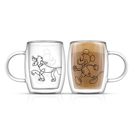 Disney's Mickey & Pluto 2-pc. Aroma Double Wall Glass Espresso Cup Set by JoyJolt, Multicolor