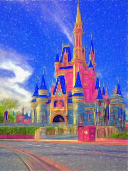 Original Architecture Painting by Gull G | Abstract Art on Canvas | Cinderella Castle Disney World 12