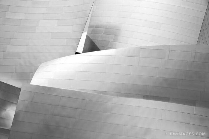 Original Architecture Photography by Robert Wojtowicz | Fine Art Art on Paper | WALT DISNEY CONCERT HALL CONTEMPORARY ARCHITECTURE LOS ANGELES BLACK A