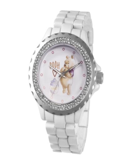 ewatchfactory Women's Disney Winnie White Enamel Alloy Bracelet Watch 41mm